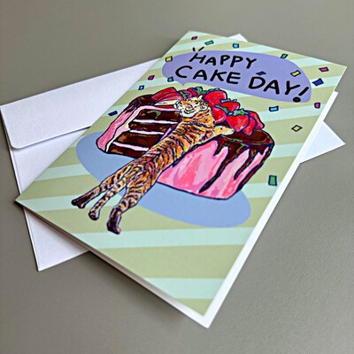 Happy Cake Day - Birthday Card | Blank Note Card | Tiger Birthday Card | Funny Card | Unique Card - image3